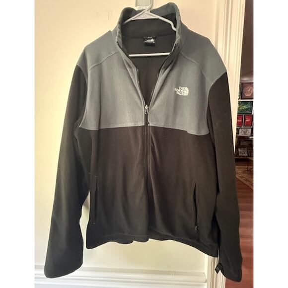 North Face Fleece Full Zip Jacket Black and Gray Men's XL - Picture 1 of 6